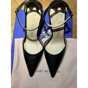 Stuart Weitzman 100 Pointed Toe Smooth Calf Leather Pumps Black Size 7B $475